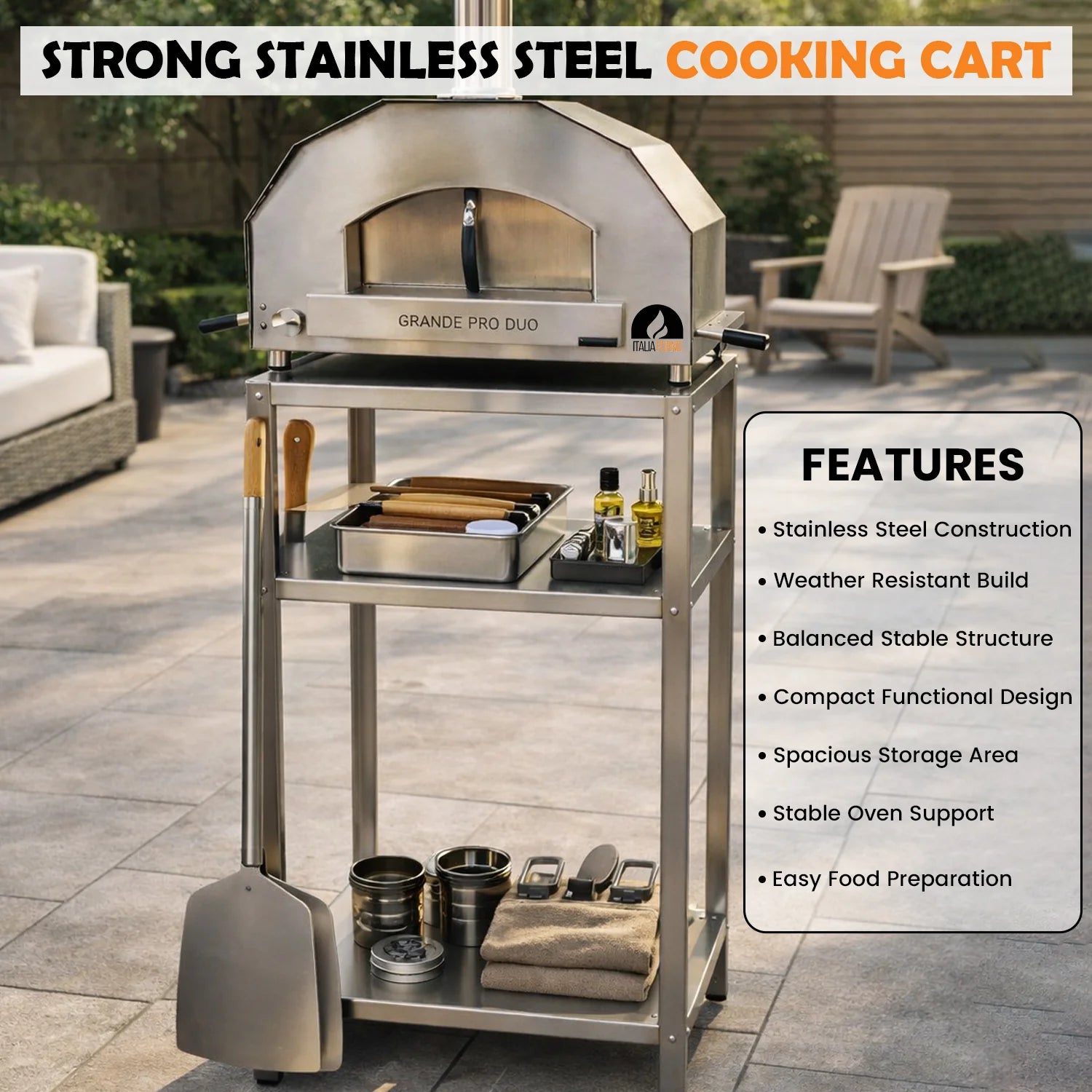ItaliaForno Oven Cart for Grande Pro Duo