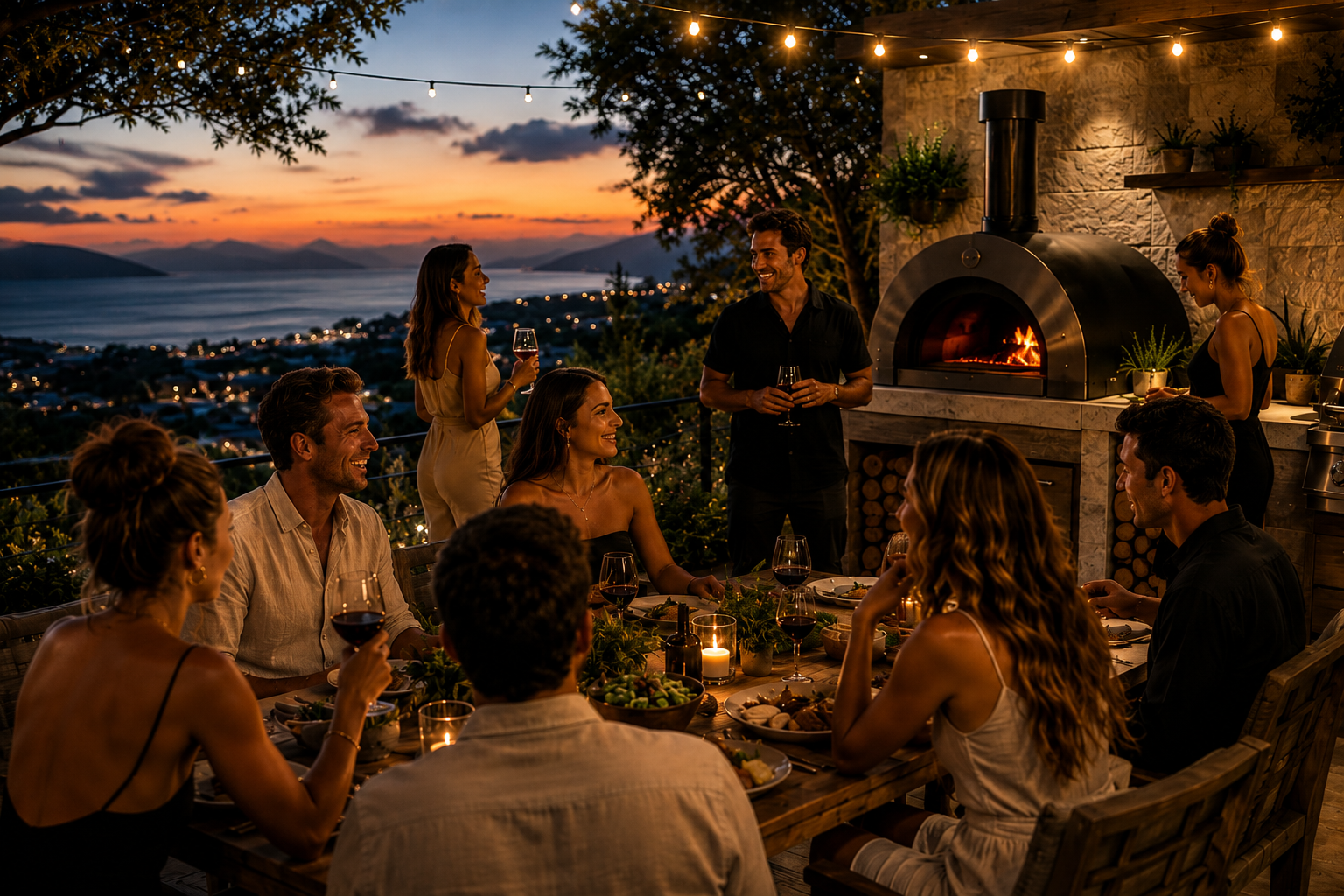 CALDORAS pizza oven burning outdoors